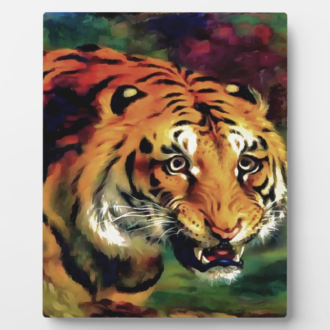 Snarling Tiger Artistic Portrait Plaque (Front)
