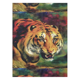 Snarling Tiger Artistic Portrait Tablecloth