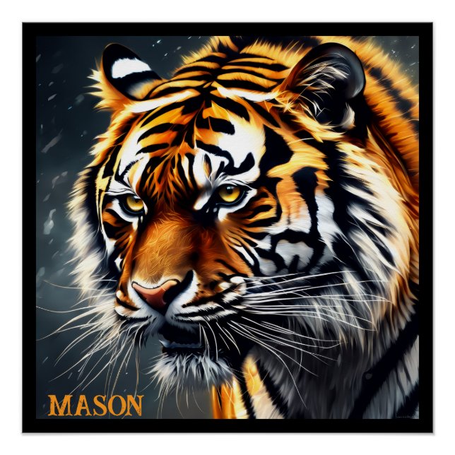 Snarling Tiger Personalised Name Poster (Front)