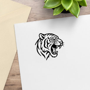 Snarling Tiger Profile 1x1 Rubber Stamp