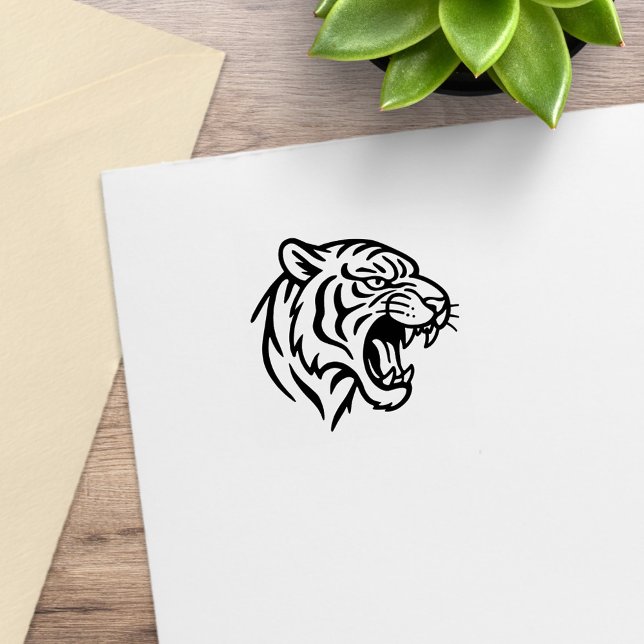 Snarling Tiger Profile 1x1 Rubber Stamp (Creator Uploaded)