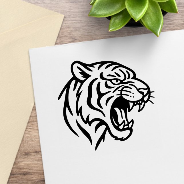 Snarling Tiger Profile Rubber Stamp (Creator Uploaded)
