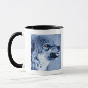 Snarling wolf (Canis Lupus), profile (Digital Mug