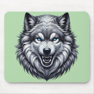Snarling Wolf head Mouse Mat