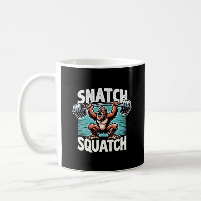 Snatch Squatch - Funny Weightlifting Coffee Mug (Left)