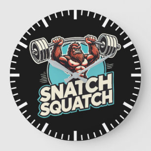 Snatch Squatch - Funny Weightlifting Large Clock