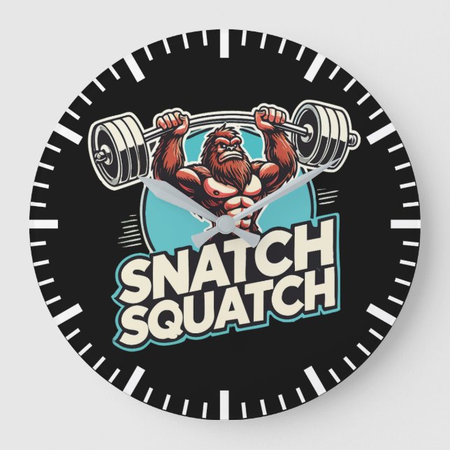 Snatch Squatch - Funny Weightlifting Large Clock (Front)