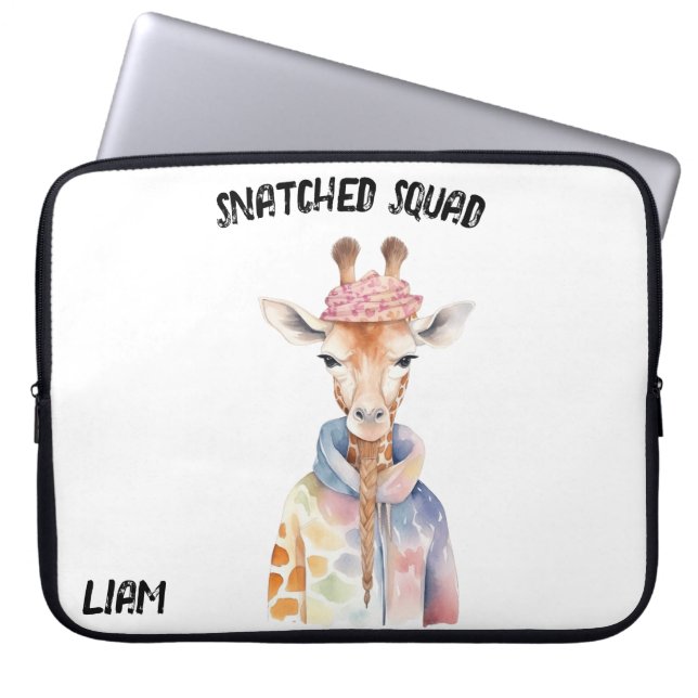 "Snatched Squad" Giraffe Laptop Sleeve (Front)