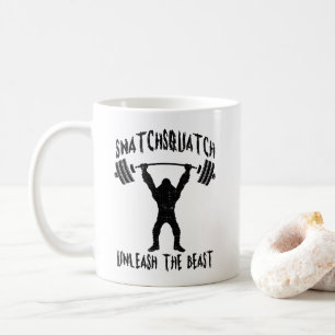 Snatchsquatch, Cartoon Big Foot, Beast, Funny Gym Coffee Mug