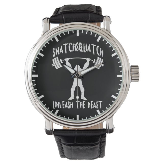 Snatchsquatch,, Cartoon Big Foot, Beast, Funny Gym Watch (Front)