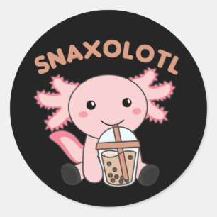 Snaxolotl Axolotl Bubble Tea Lovers Sweet Animals Classic Round Sticker