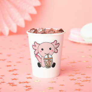 Snaxolotl Axolotl Bubble Tea Lovers Sweet Animals  Paper Cups