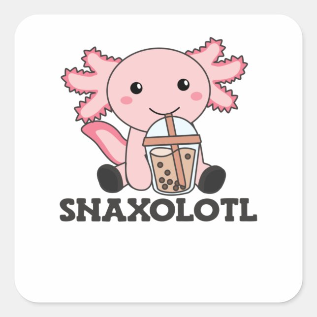 Snaxolotl Axolotl Bubble Tea Lovers Sweet Animals Square Sticker (Front)