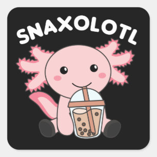 Snaxolotl Axolotl Bubble Tea Lovers Sweet Animals Square Sticker