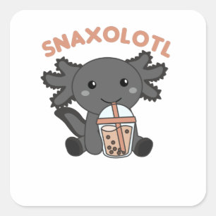 Snaxolotl Axolotl Bubble Tea Lovers Sweet Animals Square Sticker