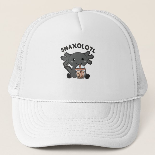 Snaxolotl Axolotl Bubble Tea Lovers Sweet Animals Trucker Hat (Front)