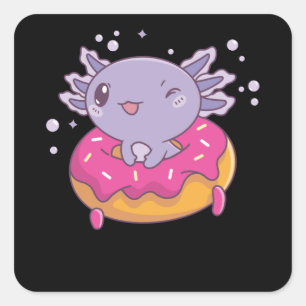 Snaxolotl Axolotl Doughnut Lovers Sweet Animals Square Sticker