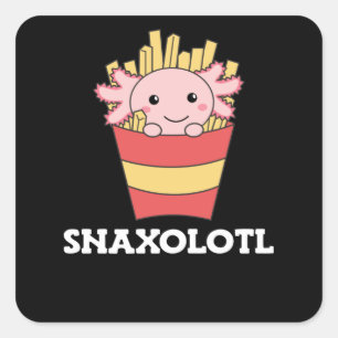 Snaxolotl Axolotl Lover Cute Animals Fries Square Sticker
