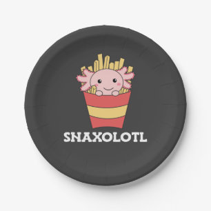 Snaxolotl Axolotl Lover Cute Animals Fries T-Shirt Paper Plate