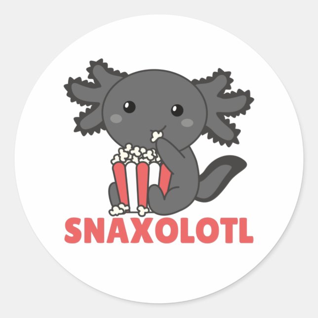 Snaxolotl Axolotl Lovers Sweet Animals Popcorn Cla Classic Round Sticker (Front)