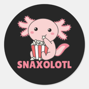 Snaxolotl Axolotl Lovers Sweet Animals Popcorn Cla Classic Round Sticker