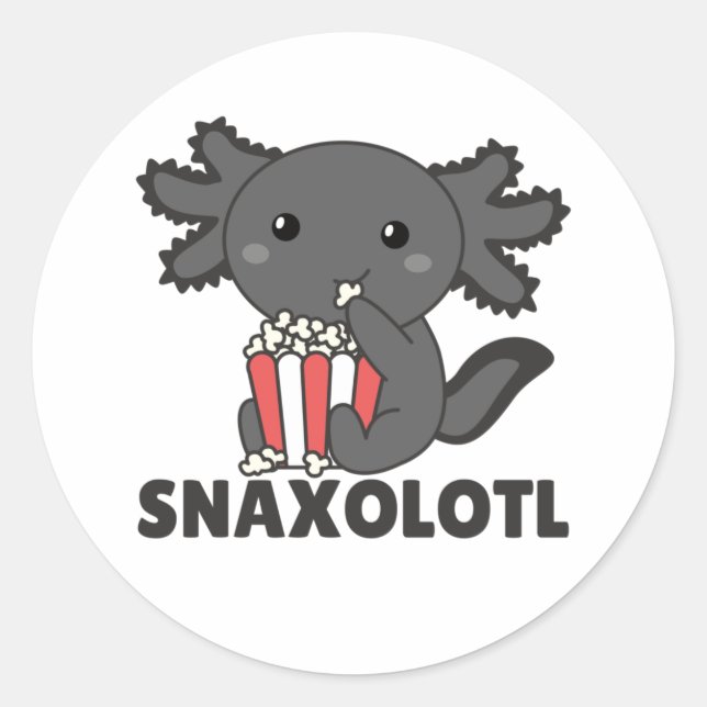 Snaxolotl Axolotl Lovers Sweet Animals Popcorn Cla Classic Round Sticker (Front)