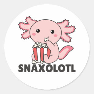 Snaxolotl Axolotl Lovers Sweet Animals Popcorn Cla Classic Round Sticker
