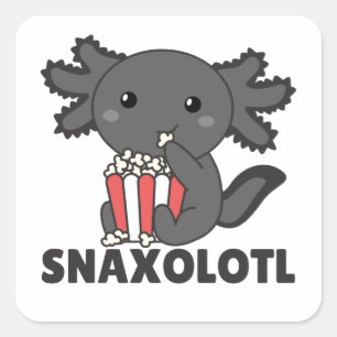 Snaxolotl Axolotl Lovers Sweet Animals Popcorn Squ Square Sticker