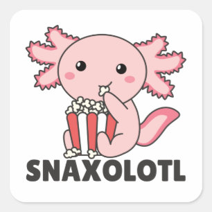 Snaxolotl Axolotl Lovers Sweet Animals Popcorn Squ Square Sticker