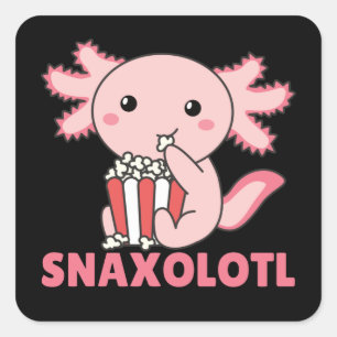 Snaxolotl Axolotl Lovers Sweet Animals Popcorn Squ Square Sticker