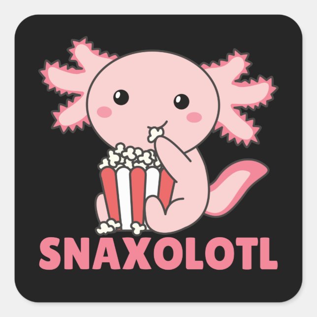 Snaxolotl Axolotl Lovers Sweet Animals Popcorn Squ Square Sticker (Front)