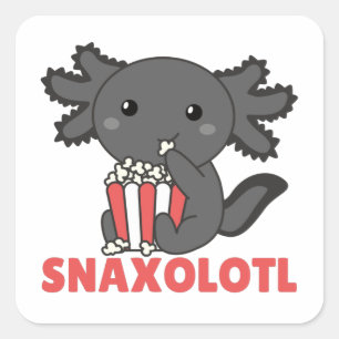 Snaxolotl Axolotl Lovers Sweet Animals Popcorn Squ Square Sticker