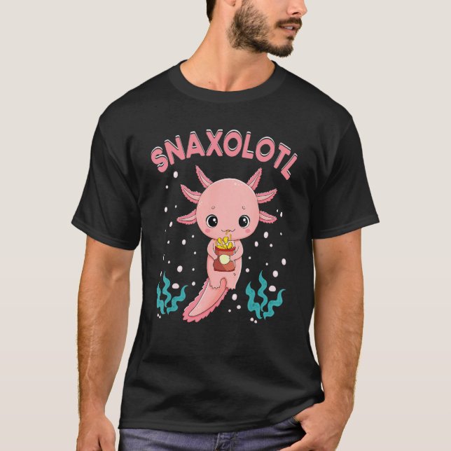 Snaxolotl Cute Axolotl French Fries Food Lover Ani T-Shirt (Front)
