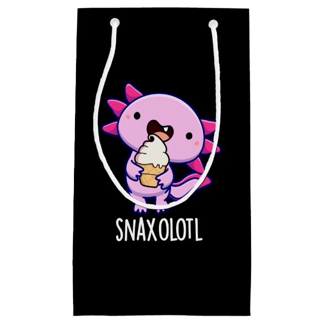 Snaxolotl Funny Axolotl Pun Dark BG Small Gift Bag (Front)