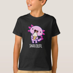 Snaxolotl Funny Axolotl Pun Dark BG T-Shirt