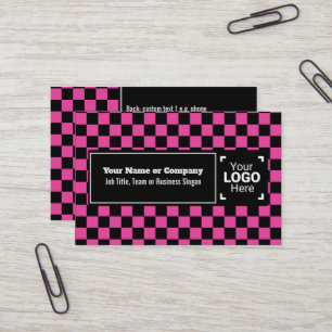 Snazzy Cerise / Black Chequered Own Text, QR, Logo Business Card