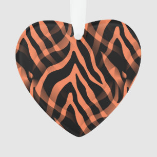Snazzy Coral Zebra Stripes Print Ornament