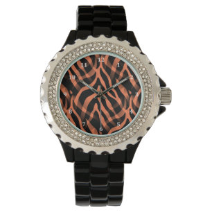 Snazzy Coral Zebra Stripes Print Watch