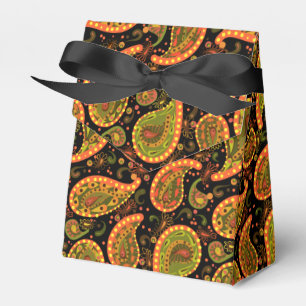 Snazzy Gold and Black Paisley  Favour Box