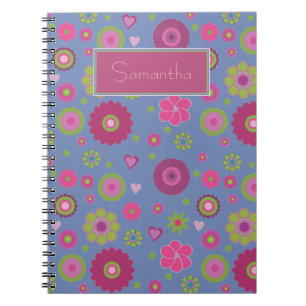 Snazzy Hippy Flower Pattern Personalised Notebook