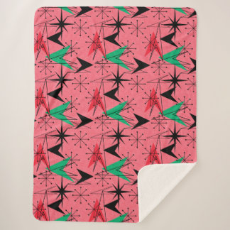 Snazzy Mid-Century Modern Orange Aqua Atomic Sherpa Blanket