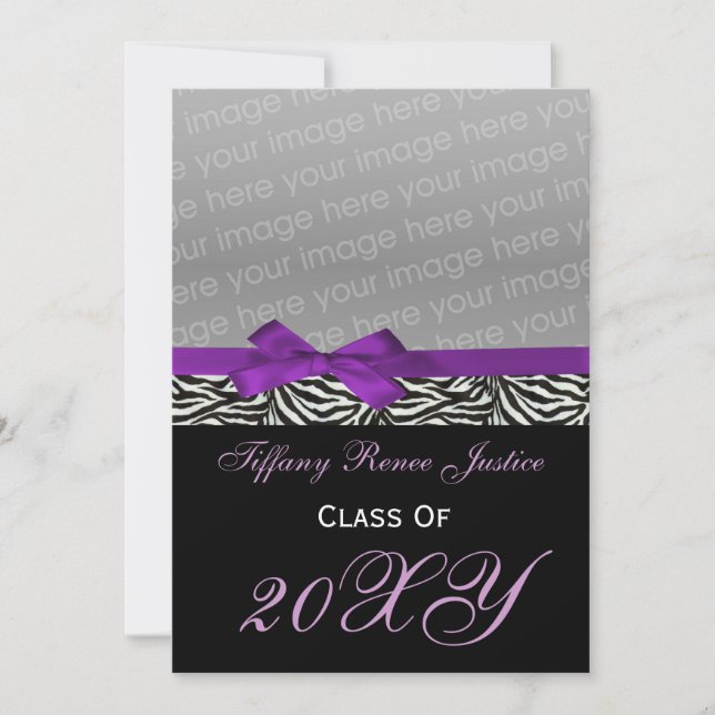 snazzy purple Graduation photo Invitation (Front)
