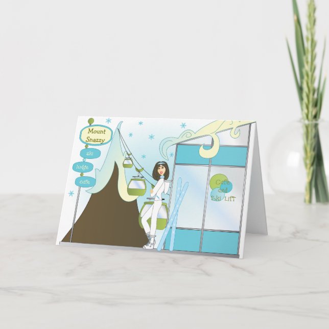 Snazzy Ski Lodge Holiday Card (Front)