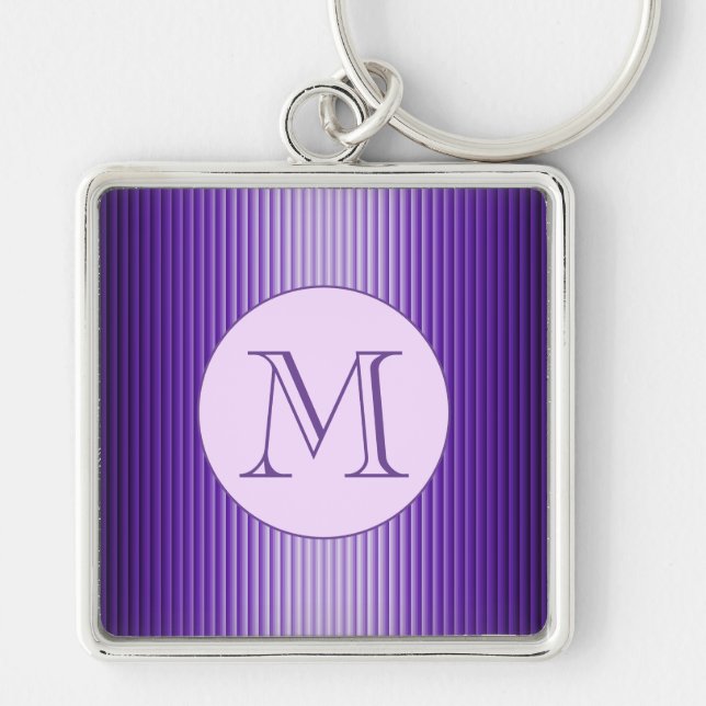 Snazzy Sophisticates Purple Glow Stripes Custom Key Ring (Front)