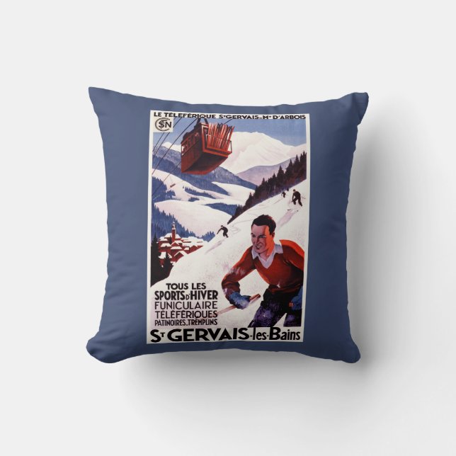 SNCF Railway Cable Car Promo Poster Cushion (Front)
