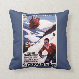 SNCF Railway Cable Car Promo Poster Cushion