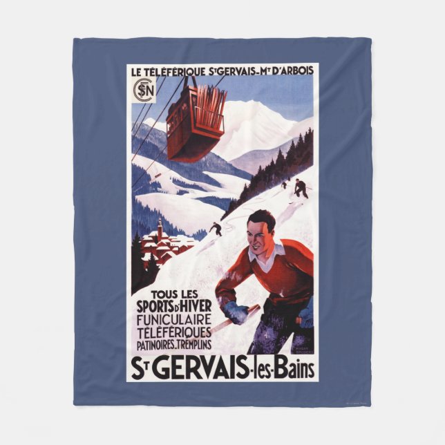SNCF Railway Cable Car Promo Poster Fleece Blanket (Front)