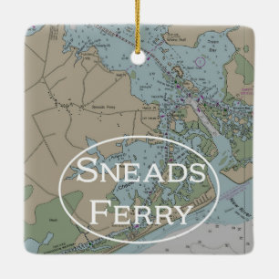 Sneads Ferry NC Chart Ceramic Ornament