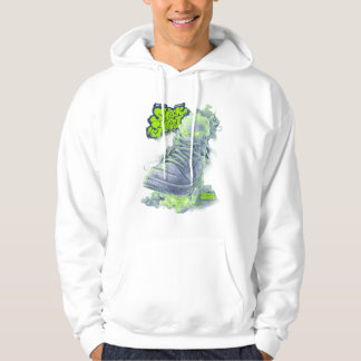 Sneak Skest Ghost Shoe – Neon Green Streetwear Art Hoodie
