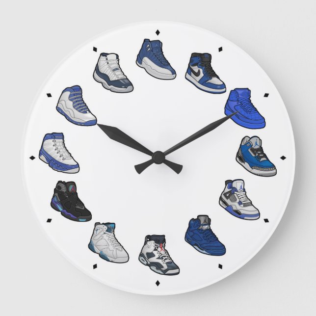 Sneaker Acrylic Wall Clock (White / Blue) (Front)